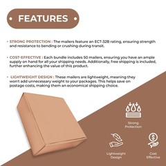 8 x 6 x 2″ Kraft Corrugated Mailers For Mailing/Shipping ECT-32B 50/Case