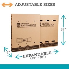 Universal Moving Box with Cushioning, Fits TVs up to 65″, 2 Count