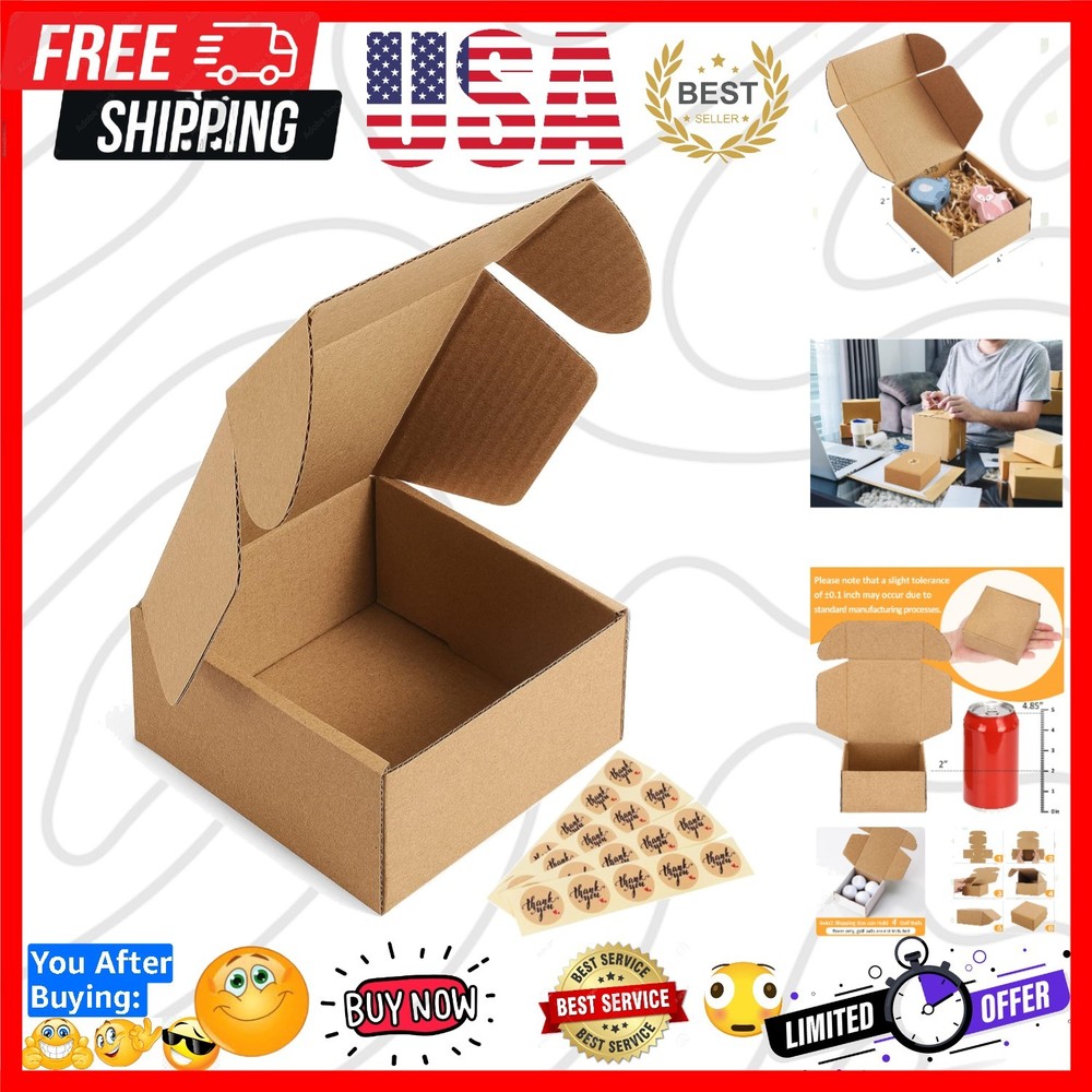 Small Shipping Boxes 4x4x2 Inches – 50 Pack Brown Corrugated Cardboard boxes …