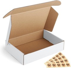 25 Pack Easy Assembly 9x6x2 Corrugated Shipping Boxes with Thank You Stickers
