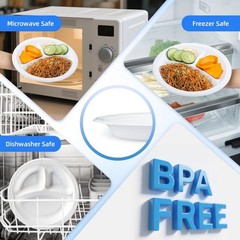 YANGRUI 150-Pack 10″ White 3-Compartment Plate – Shrink Wrapped No Pre-Wash |…