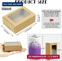BadenBach 50 PCS Mini Kraft Boxes with Windows,3.33″ x 2.35″ x 1.18″,Small Soap