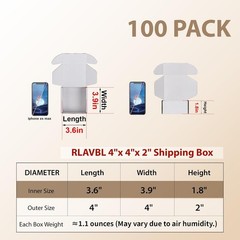Brand New 4x4x2 White Corrugated Cardboard Shipping Boxes Set of 100