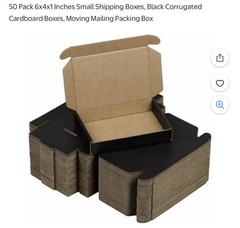 50 Pack Black Corrugated Shipping Boxes 6x4x1