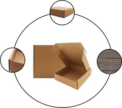 7X7X2 Inches Shipping Boxes Set of 25, Brown Corrugated Mailing Cardboard Box Li