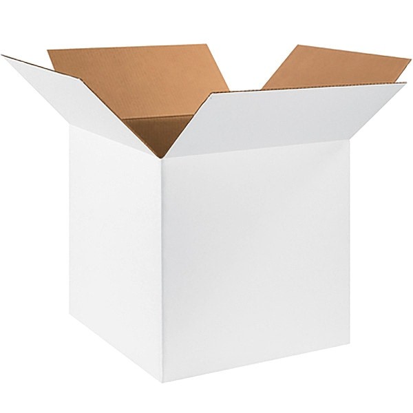 18 in x 18 in x 18 in Shipping Box, White, Corrugate, Single Wall,32 ECT, Ch Ct.