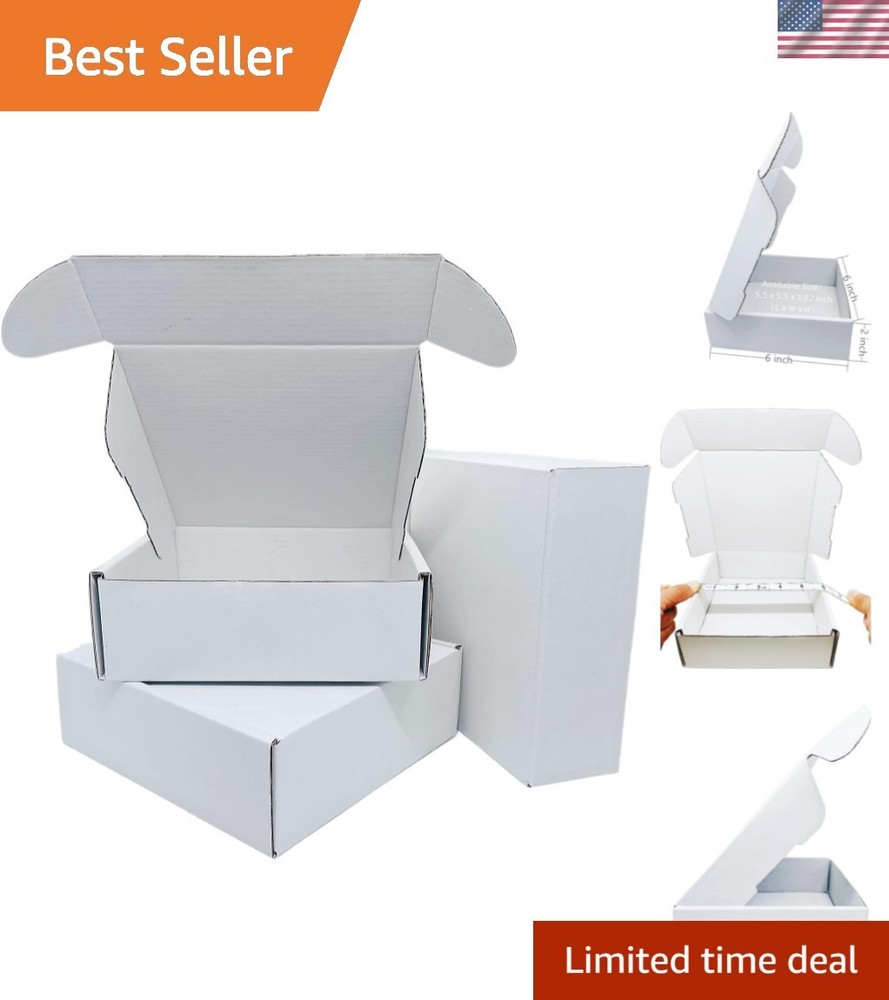 Small White Box 6 x 6 x 2 Inch 50 Pack Recyclable Corrugated Gift Mailers Sto…
