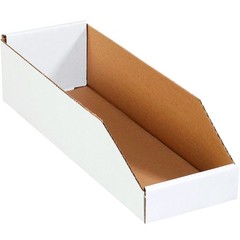 Open Top Bin Boxes 6″x18″x4.5″ Oyster White Storage Bins (Pack of 50)