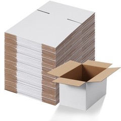 10x6x6 Shipping Boxes Set of 40, White Corrugated Cardboard Box for Mailing P…