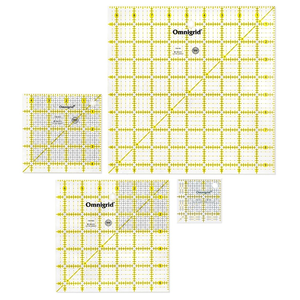 Omnigrid Square Quilting Ruler Value Pack (2-1/2″, 4-1/2″, 6-1/2″, 9-1/2″)