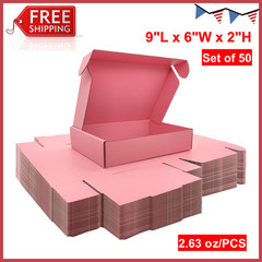 9x6x2 inches Small Shipping Boxes Set of 50 – Pink Mailer Corrugated Cardboard