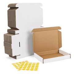 50 Pack White Corrugated Shipping Boxes 7x5x1 Inches – Durable Mailer for Litera