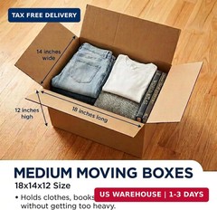 BOX USA Medium Moving Boxes 18L x 14W x 12H 20-Pack – Corrugated Cardboard Box f