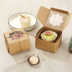 50 Pcs Brown Bakery Boxes with Window, Aoeoe 4x4x2.5 Inches Single Individual…