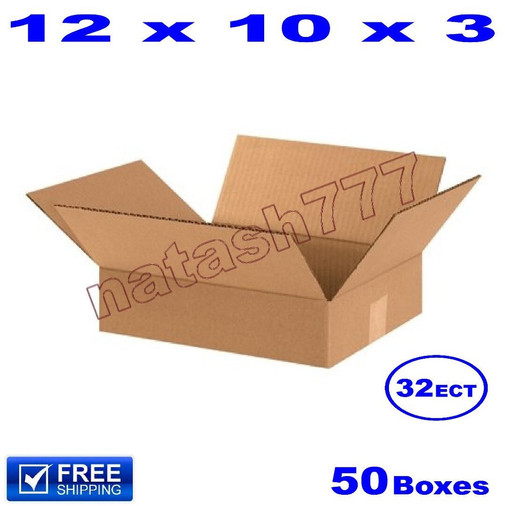 50 – 12x10x3 Cardboard Boxes 32-ECT Mailing Packing Shipping Corrugated Carton