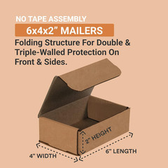 Shipping Boxes Small 6″L X 4″W X 2″H, 50-Pack | Corrugated Cardboard Box for Pac