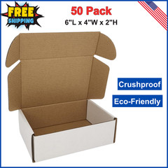 White Corrugated Shipping Mailer Packing Boxes 6x4x2 inch 50 Pack For Business