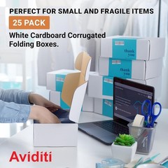 White Shipping Boxes 4″ x 3″ x 2″ (25-Pack) Foldable & Crush-Proof | Corrugated