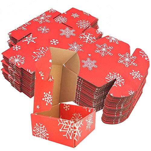 Green Recyclable Cardboard Small Gift Mailer Boxes 4 x 4 x 2 Inch Red and White