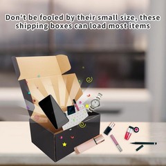 Set of 10 Black Corrugated Shipping Boxes, 12″x9″x4″ with Strong Load-Bearing