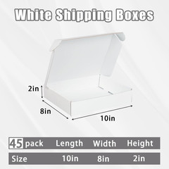 10X8X2 Shipping Boxes, 40 Pack White Mailer Boxes for Small Business, Medium Cor
