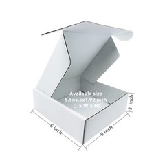 6x6x2 inch Small White Mailers Boxes Pack of 35 Recyclable Corrugated Gift Box