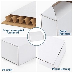 7x5x3 White Shipping Boxes Set of 25, Corrugated Cardboard Mailer Boxes for P…