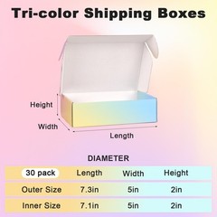 Shipping Boxes Small 7x5x2″, 30 Pack Colorful Corrugated Cardboard Boxes, Mai…