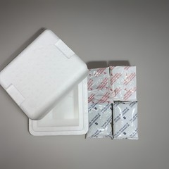 Insulated Cooler Shipping Container White Lid with 4 Cold Gel Ice Packs (USED)