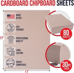 11″ x 17″ Brown Kraft Plain Chipboard Sheets, 30 Pt Thick – Made in USA Durable