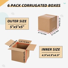 Sturdy and Recyclable 5x5x5 Inch Mailing Boxes – Pack of 6 for Easy Packing