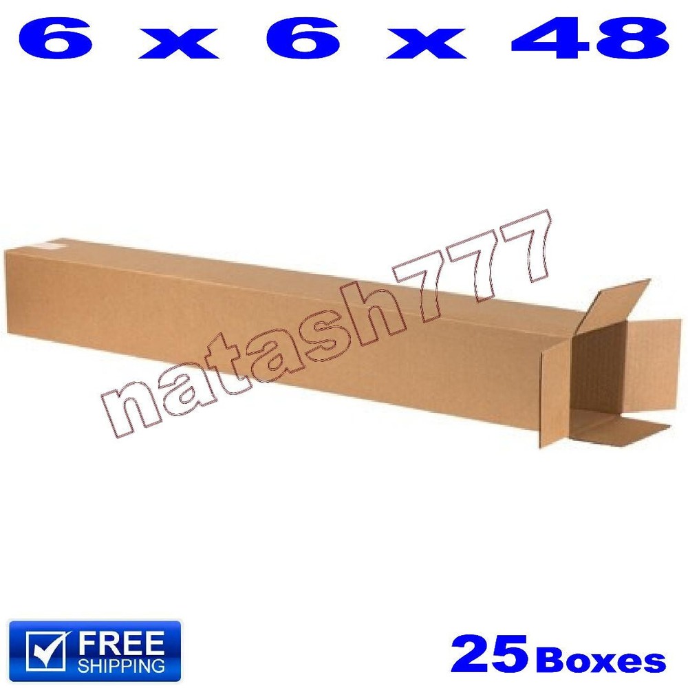 25 – 6x6x48 Cardboard Boxes 32ECT Mailing Packing Shipping Corrugated Carton