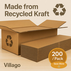 14x4x4 Long Corrugated Shipping Boxes ECT-32 Kraft RSC, Recycled Brown, 200 Pack