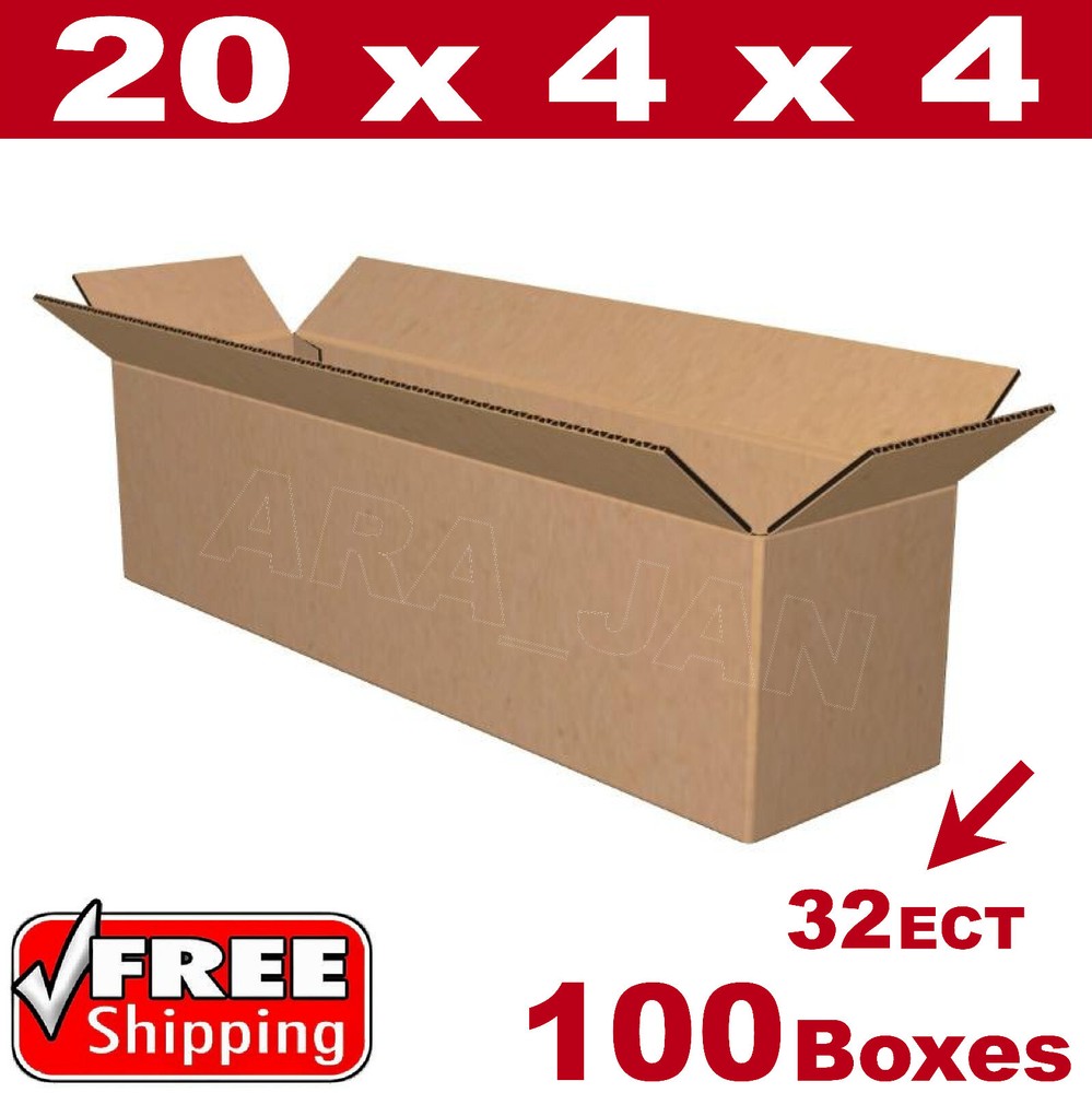 100 – 20x4x4 Cardboard Boxes Mailing Packing Shipping Box Corrugated Carton