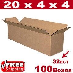 100 – 20x4x4 Cardboard Boxes Mailing Packing Shipping Box Corrugated Carton