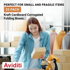 Kraft Shipping Boxes 9″ x 6″ x 2″ (25-Pack) Foldable & Crush-Proof | Corrugat…
