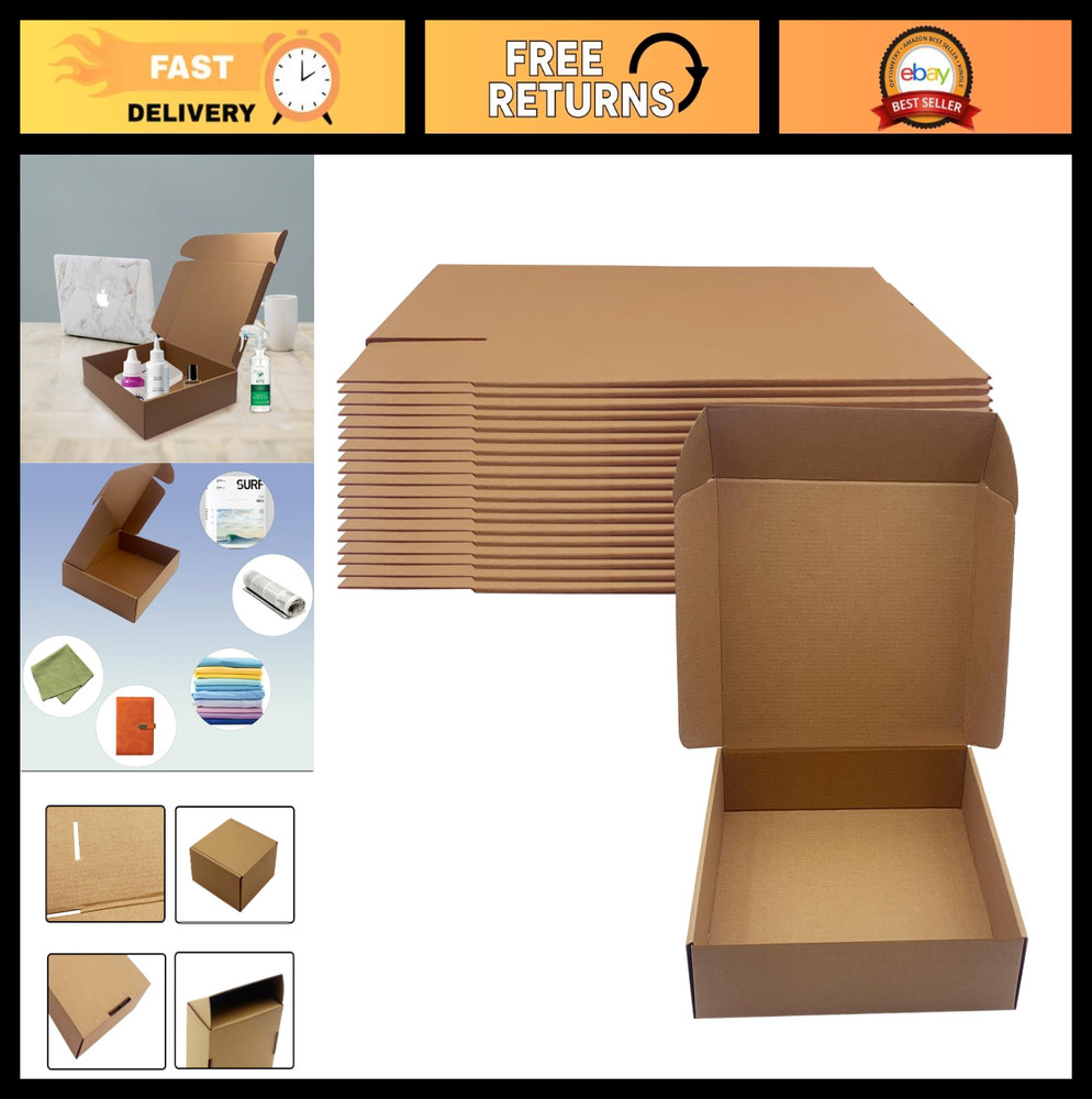 Pack of 20 Brown Corrugated Shipping Boxes 12x10x3 inch – Recyclable Mailer for