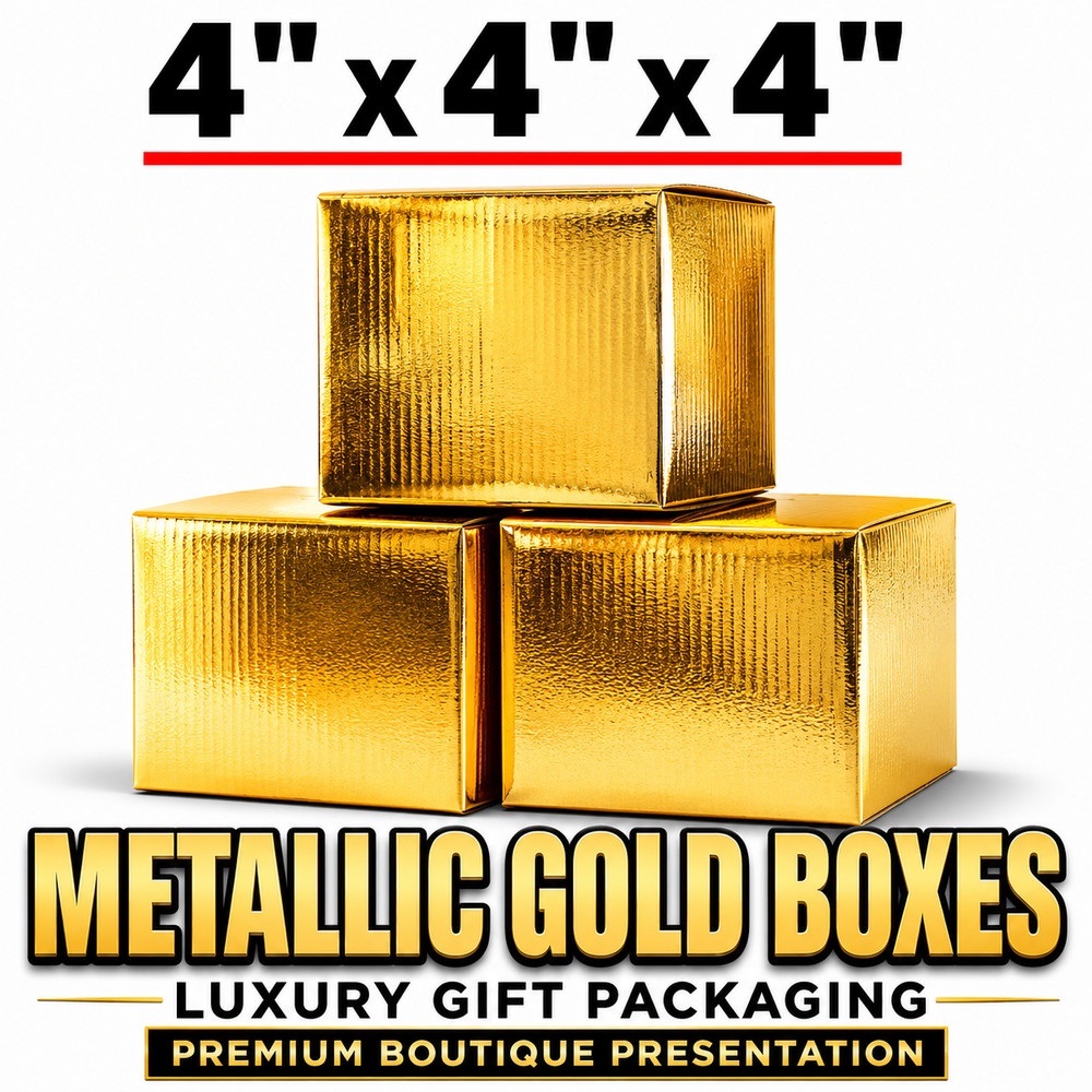 4x4x4 Metallic Gold Designer Boxes Gift Packaging Boutique Shipping Boxes