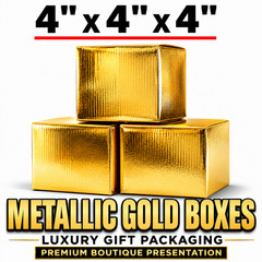 4x4x4 Metallic Gold Designer Boxes Gift Packaging Boutique Shipping Boxes