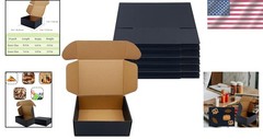 24 Customizable Black Mailer Boxes 8x6x3 in Bulk for Easy Assembly and Shipping