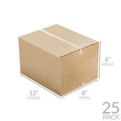 UOFFICE Wholesale Corrugated Boxes 12″ x 8″ x 6″ – Pack of 25 Shipping Boxes