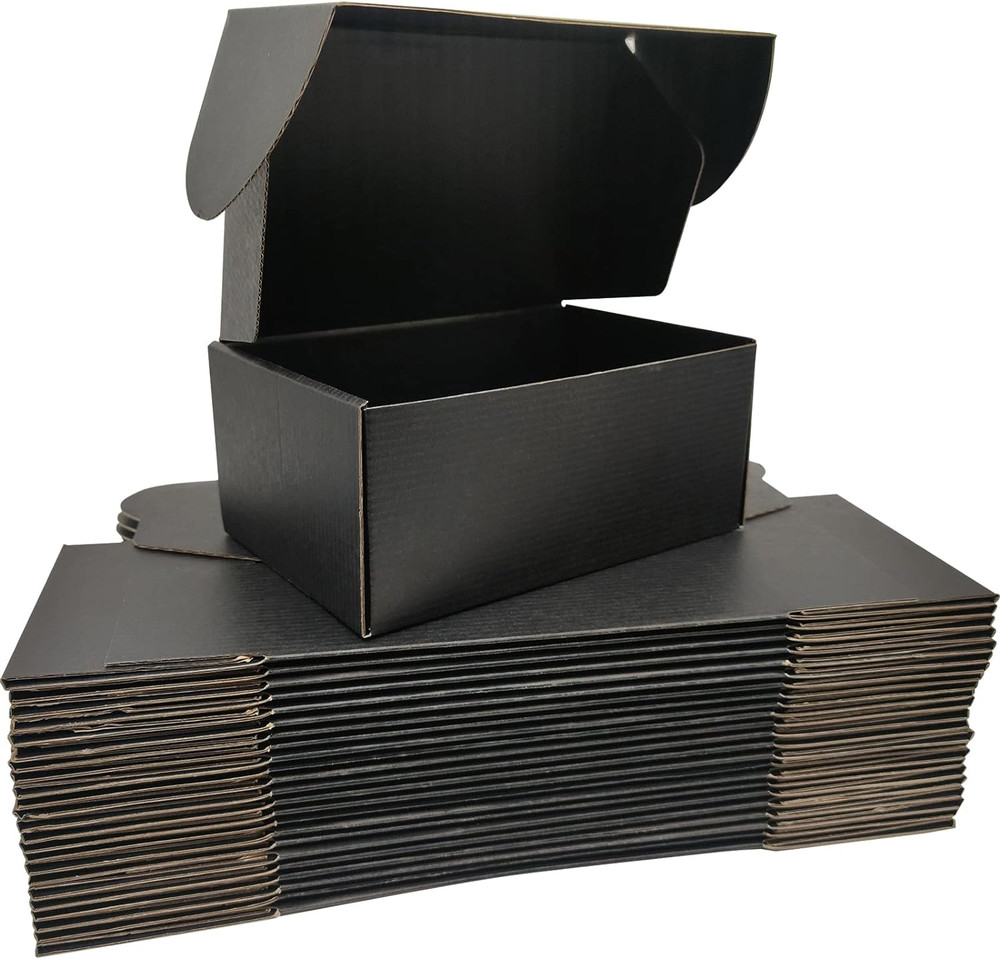 Small Black Shipping Boxes for Small Business Pack of 25-9X6X4 Inches Cardboard
