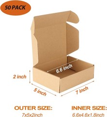 50 Pack 7x5x2 Shipping Boxes Brown Mailer Cardboard Packaging Boxes
