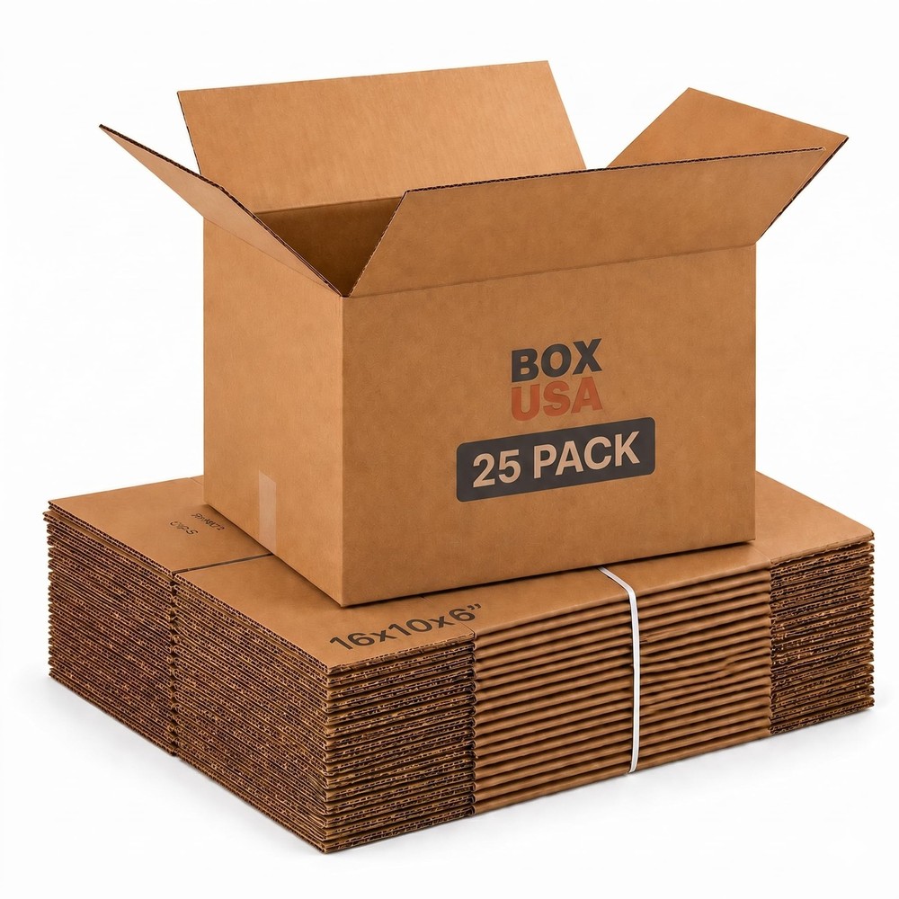 Shipping Boxes 16″L x 10″W x 6″H, 25-Pack Medium Corrugated Cardboard Boxes f…