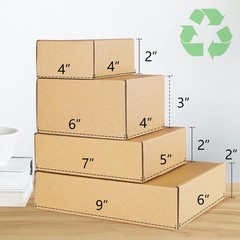 Pack of 50 Brown 4x4x2 Shipping Boxes with Thank You Stickers for Small Items
