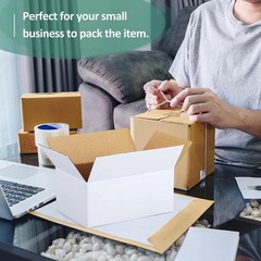 30 Pack Small Shipping Boxes Assorted Sizes, White Corrugated Box Mailers, Cardb