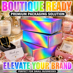 8x6x4 Holographic Shipping Boxes Gift Mailer Packaging 32 ECT Boutique