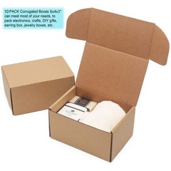 10 Pack 6x4x3 Cardboard Boxes, Corrugated Shipping, Gift Packing, Crafts, Brown