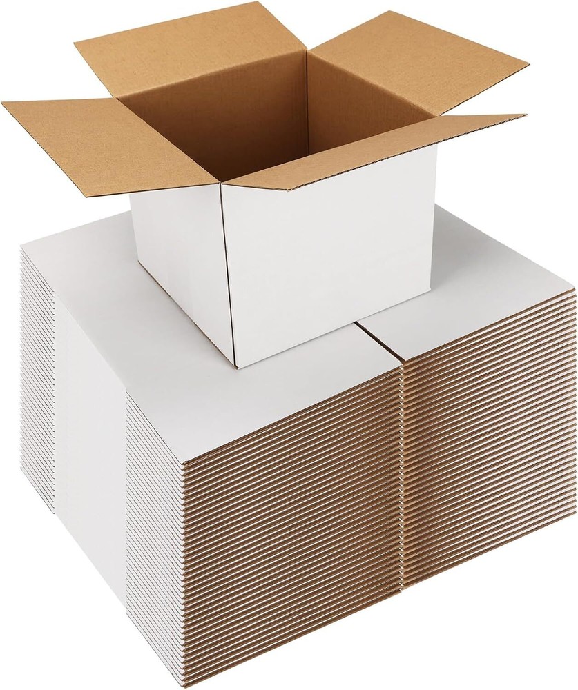 Shipping Boxes 7X7X6 Set of 40, White Corrugated Cardboard Box for Mailing Bu…