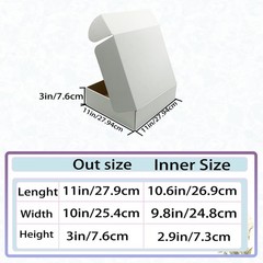 11x10x3 Inches White Shipping Boxes Set of 25，Cardboard Boxes Recyclable Corr…
